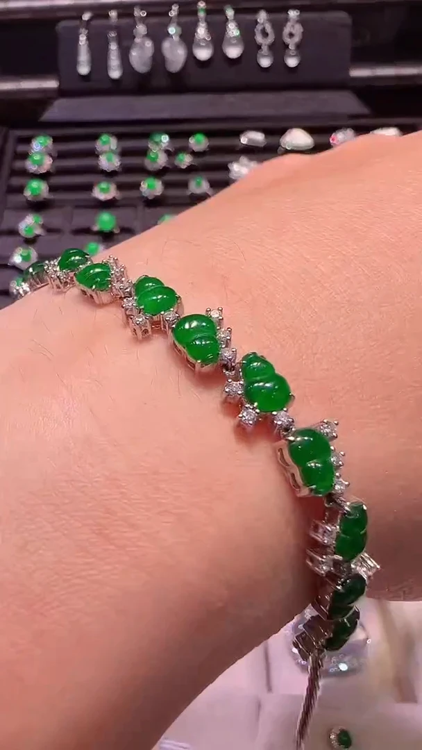 【闪购商品】翡翠手链18K金镶嵌手链