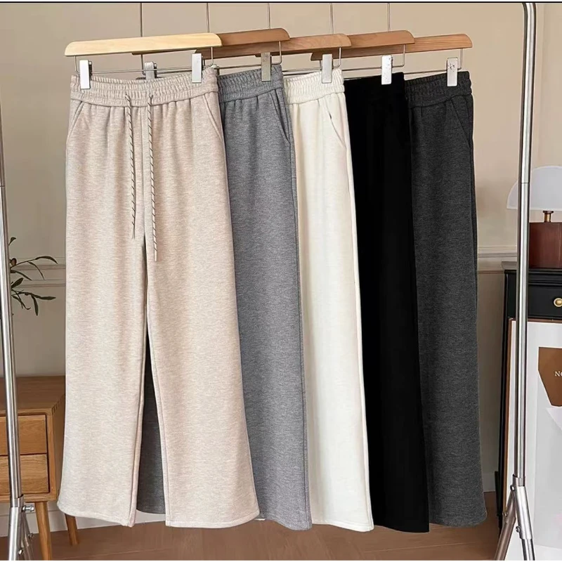 B【帅姐欧货优选】秋冬新款时尚休闲百搭阔腿加绒卫裤J5838