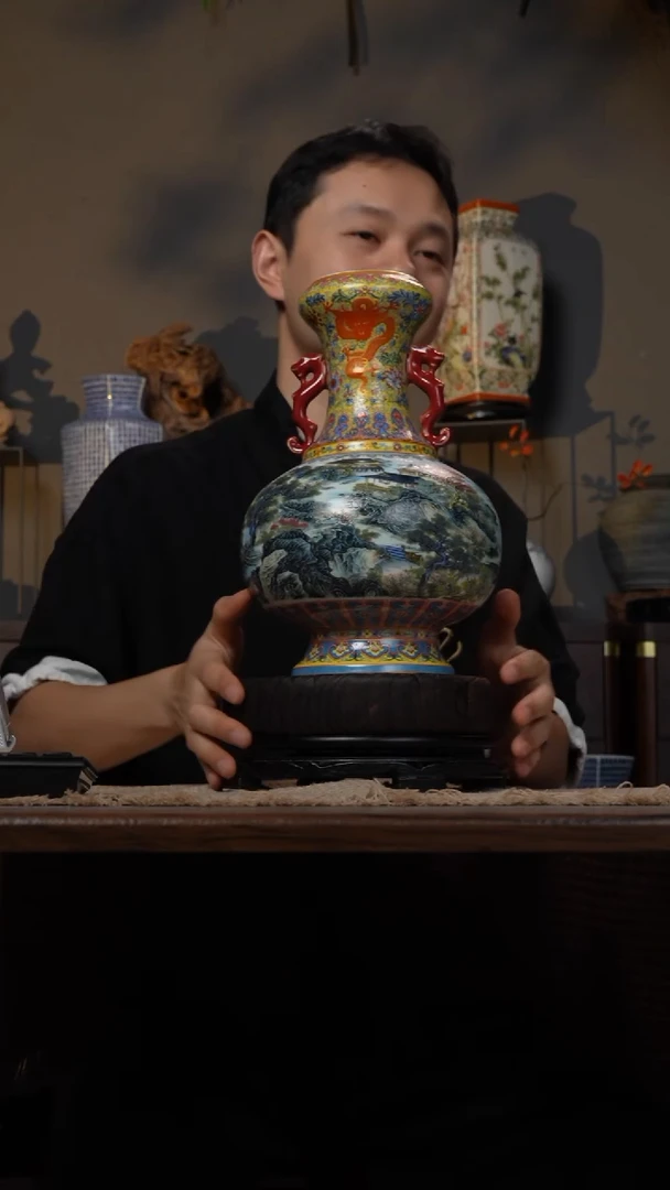 摆件WN问泥景德镇陶瓷花瓶摆件