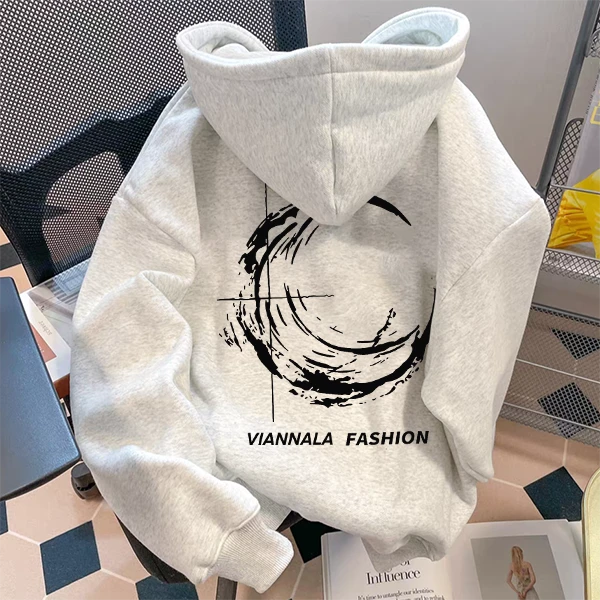重磅500克纯棉连帽卫衣宽松通勤ins加绒加厚松弛感国潮上衣情侣装