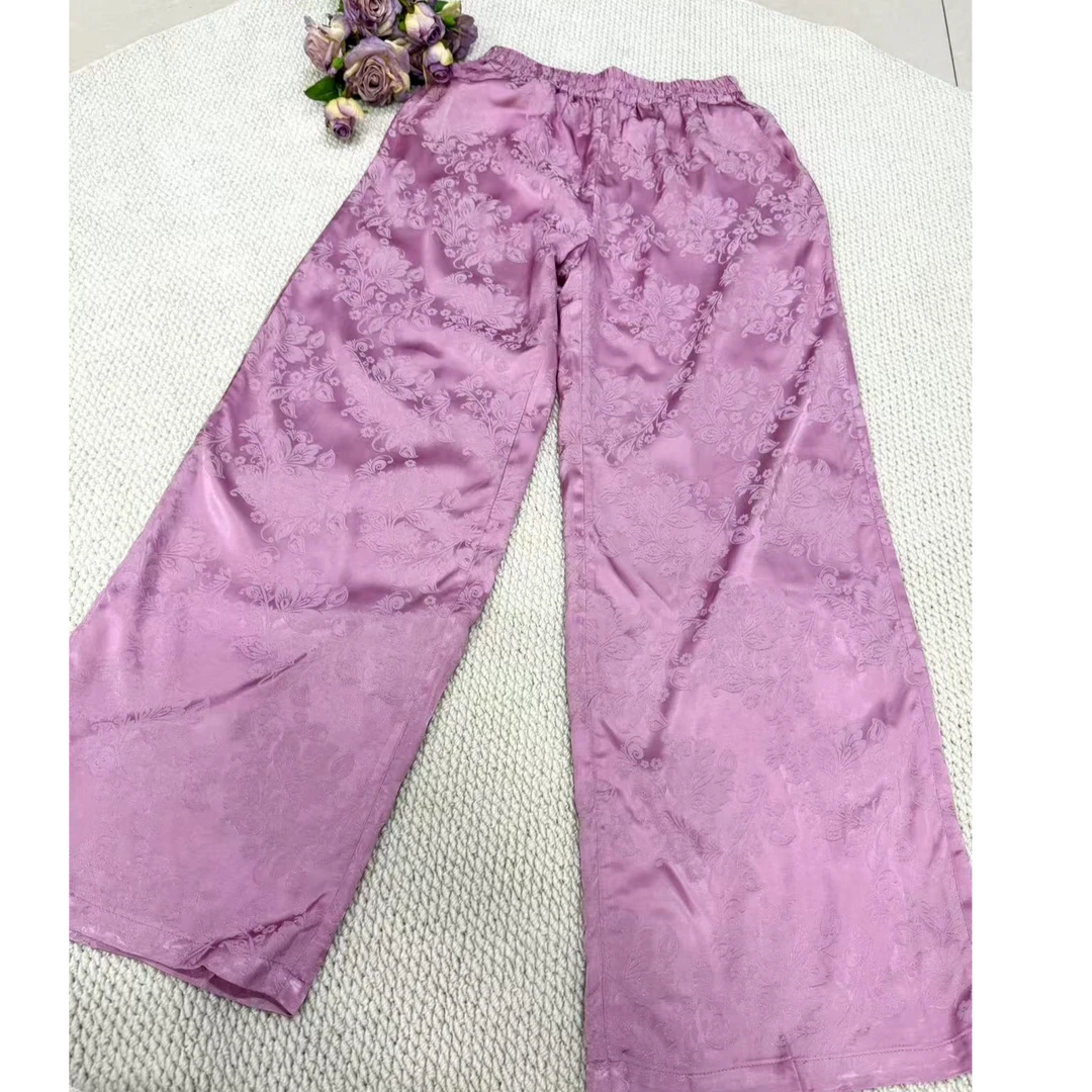 03827国风提花阔腿裤