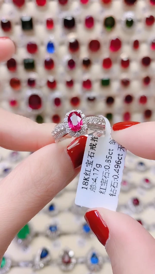 18K金镶嵌18K金戒指红宝石1