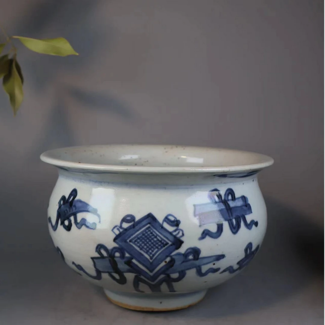48:清康熙青花清贡博古图炉