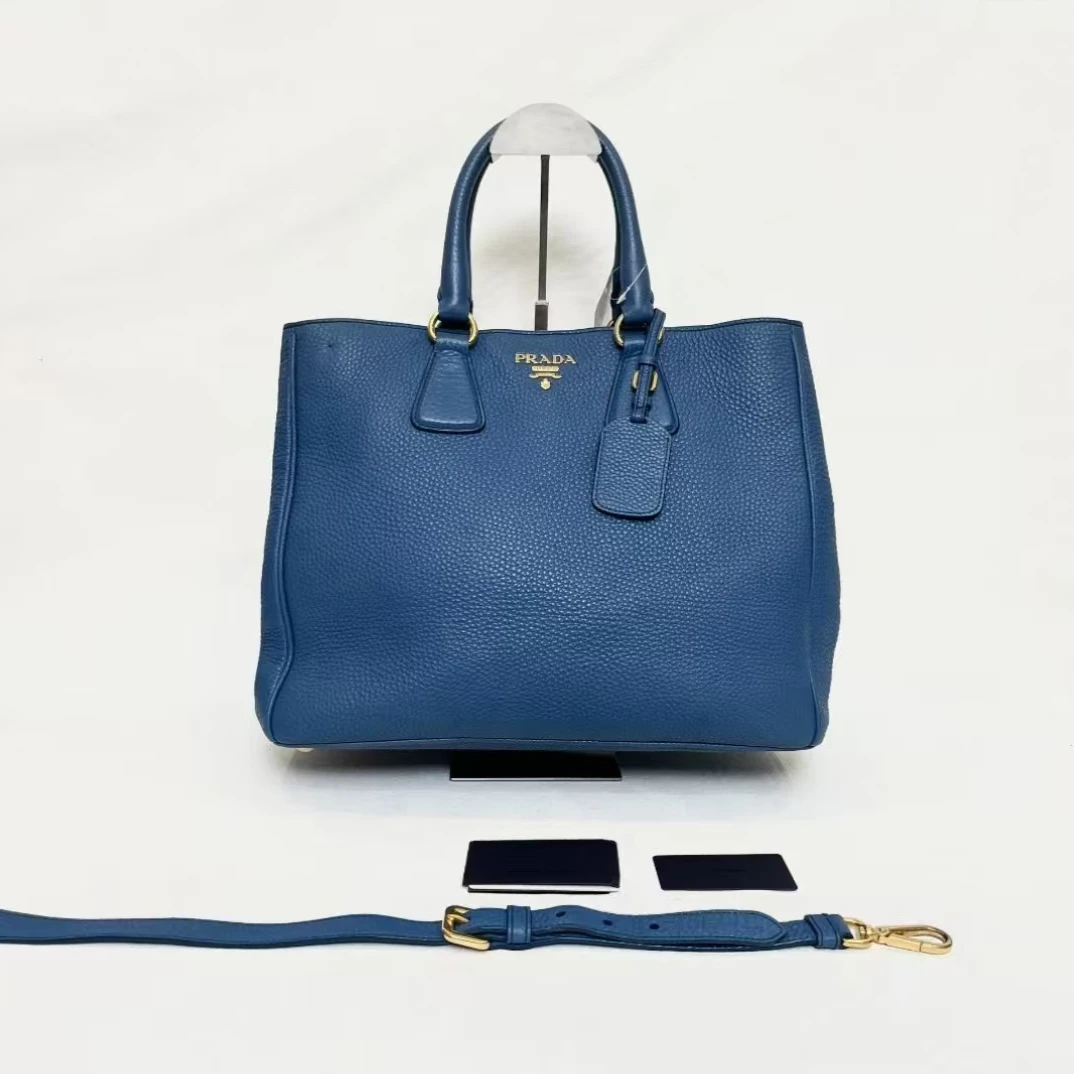 95新 Prada/普拉达 安洁利 普拉达蓝色托特包
