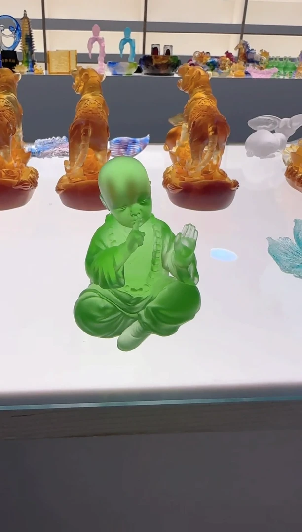手工艺品琉璃Z***F古法琉璃小沙弥绿色