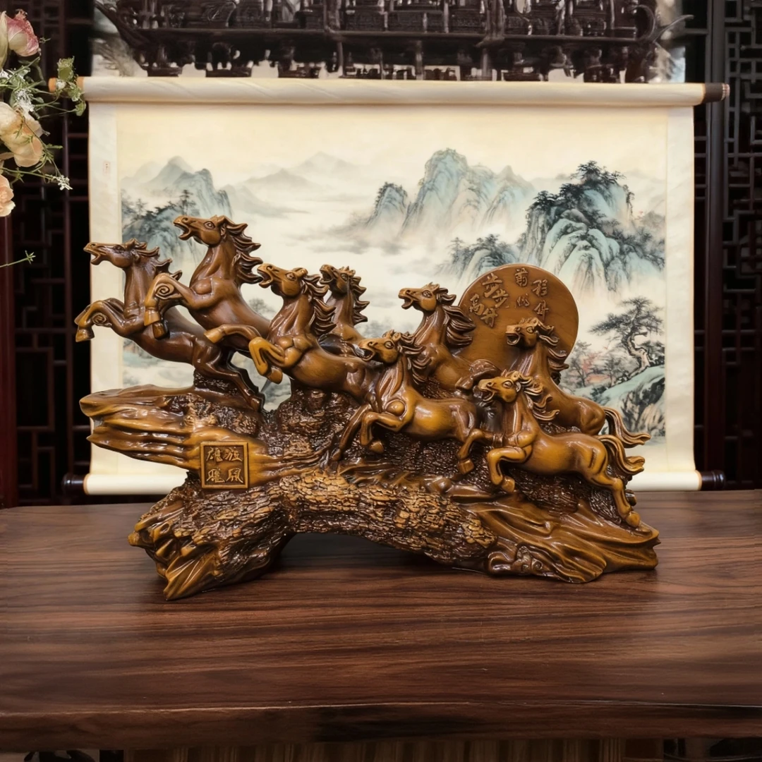 八骏雄风b款八骏马中式家居玄关办公室高档装饰摆件