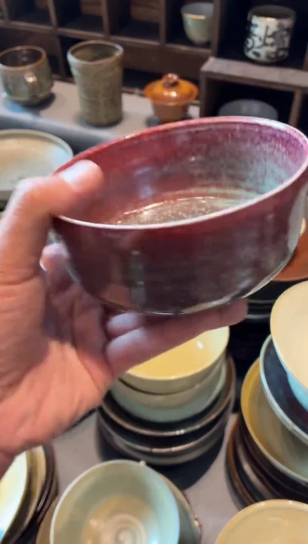 瓷片∮****∮452 微瑕暗紫色手工碗1个