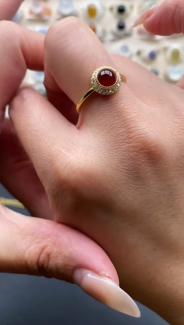 银S925镶嵌戒指翡翠缅甸天然翡翠A货1 5-3