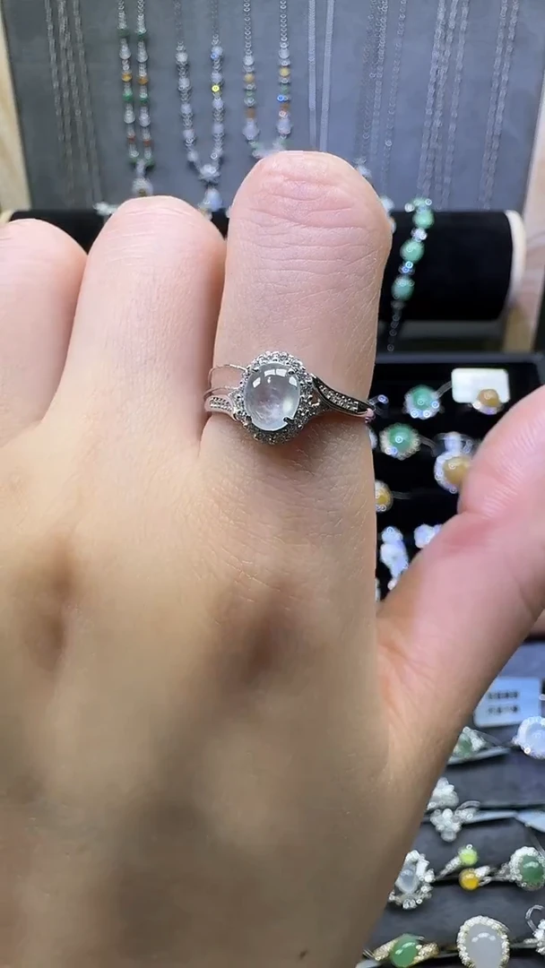 银S925镶嵌戒指翡翠戒指20