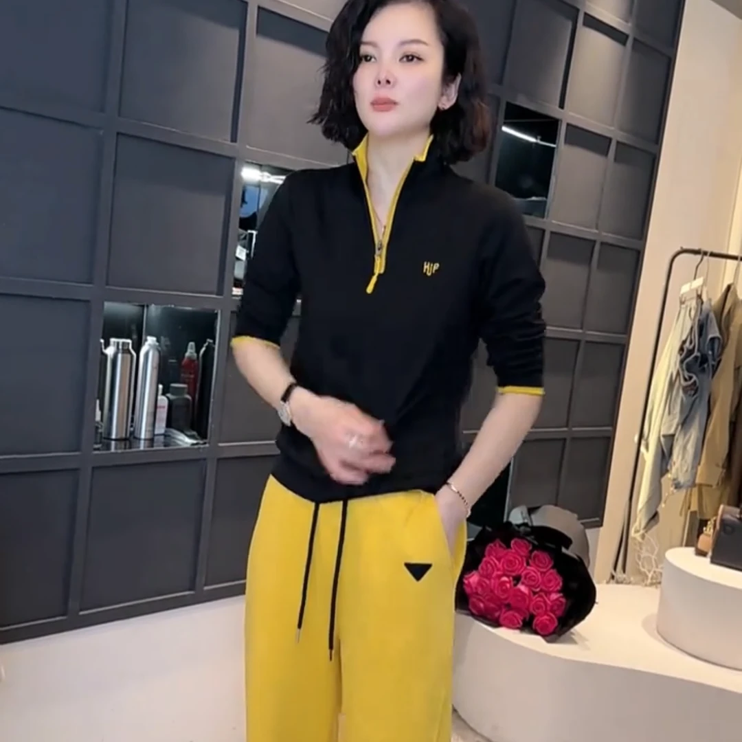 半拉链卫衣女新款韩版慵懒风时尚刺绣撞色显瘦气质百搭女装打底