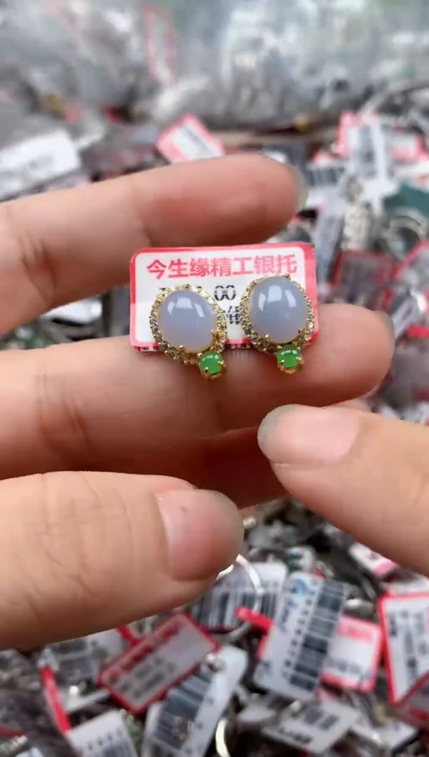 银S925镶嵌戒指翡翠天然A货缅甸翡翠