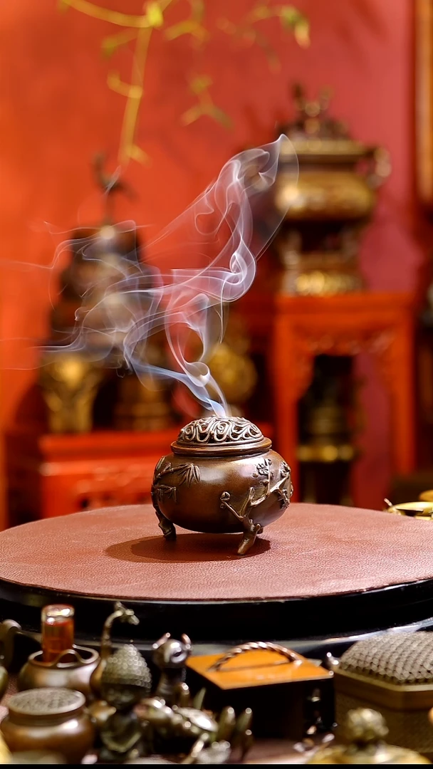 木（红木类）岁寒三友熏香炉