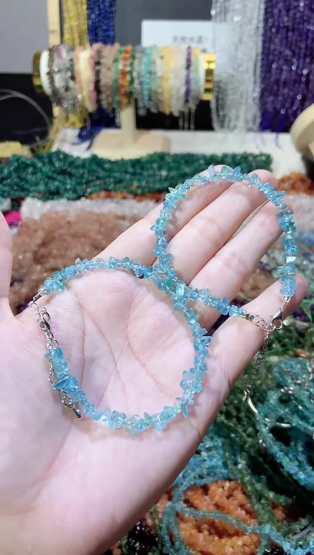 未镶嵌珠宝半成品水晶小蓝磷灰手链