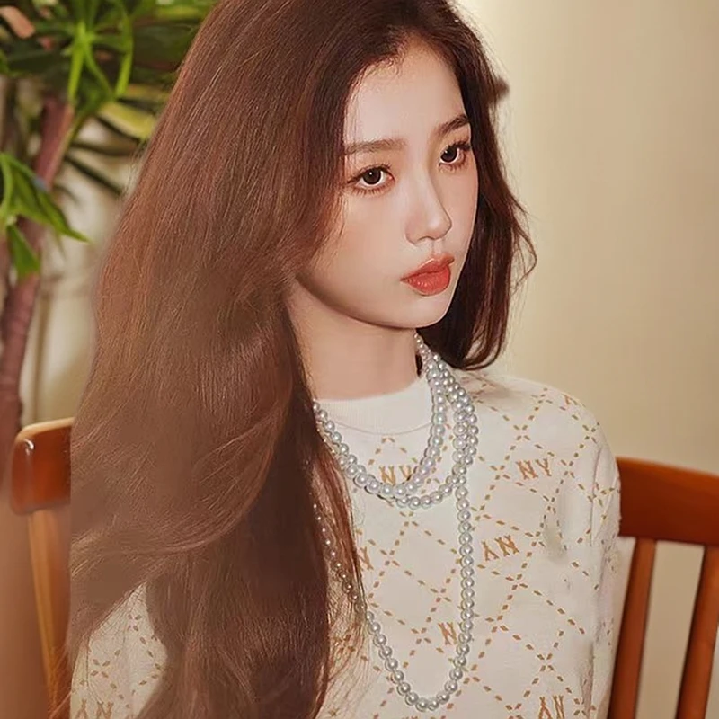 仿珍珠长款配饰项链/百搭旗袍毛衣时尚链/多种佩戴不掉皮不褪色