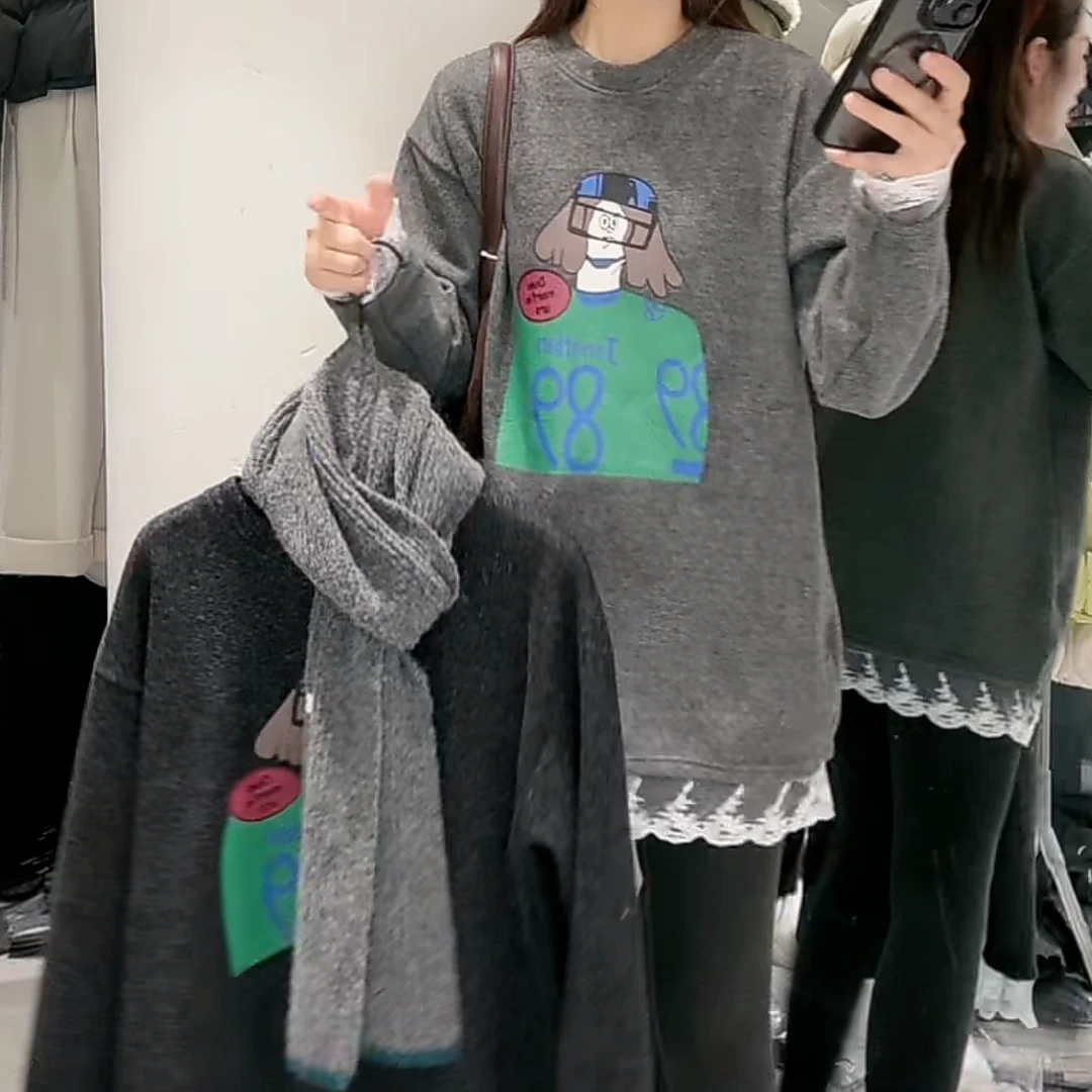 蕾丝上衣女设计感拼接下摆2024新款新款休闲慵懒风打底衫T恤女款