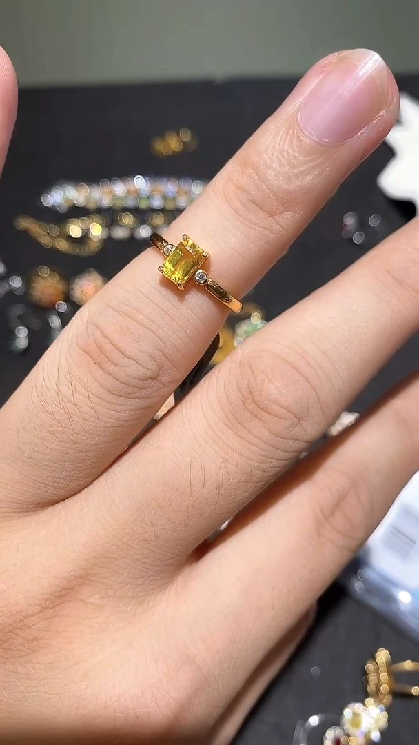 戒指蓝宝石银S925镶嵌戒指