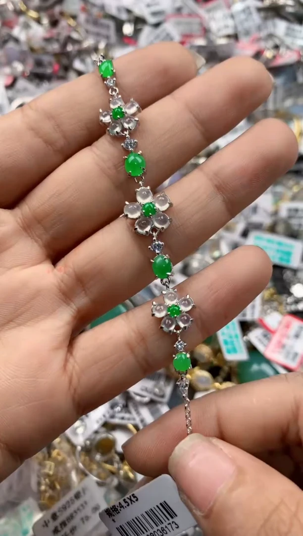 银S925镶嵌戒指翡翠444----5