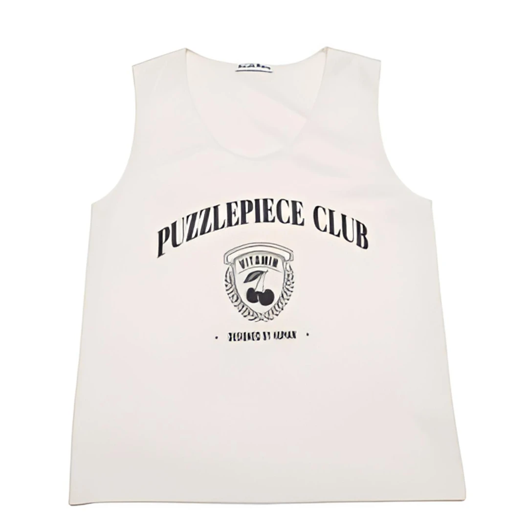 【茉舍】PUZZIEPIECE 白色樱桃logo印花背心 PP25PFVT258-680