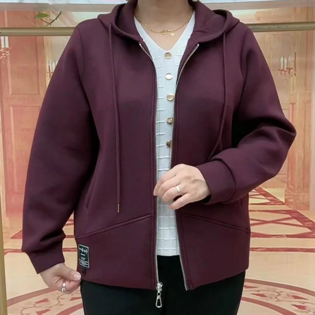 洋气衣服女秋冬季宽松时尚拉链外搭卫衣休闲显瘦潮流连帽女士外套