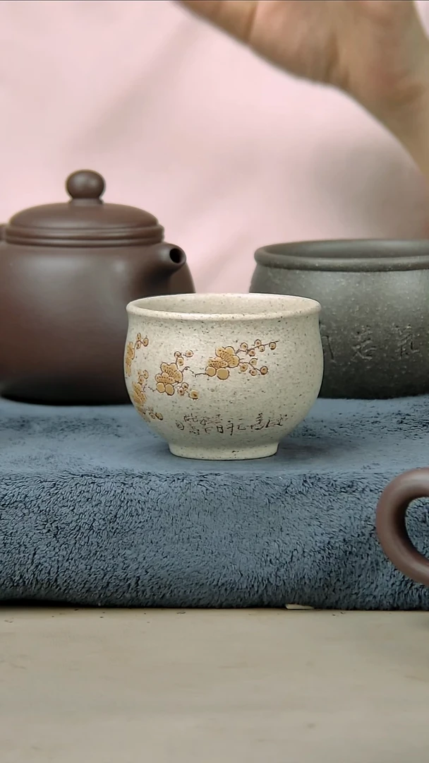 茶壶紫砂白玉段杯子