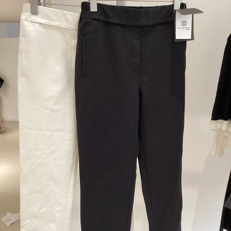 GOLDENBARRY|571090半松紧腰直筒裤