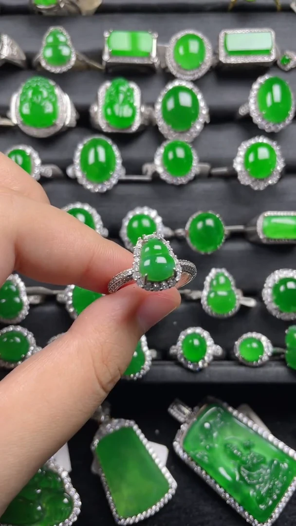 银S925镶嵌戒指翡翠翡翠