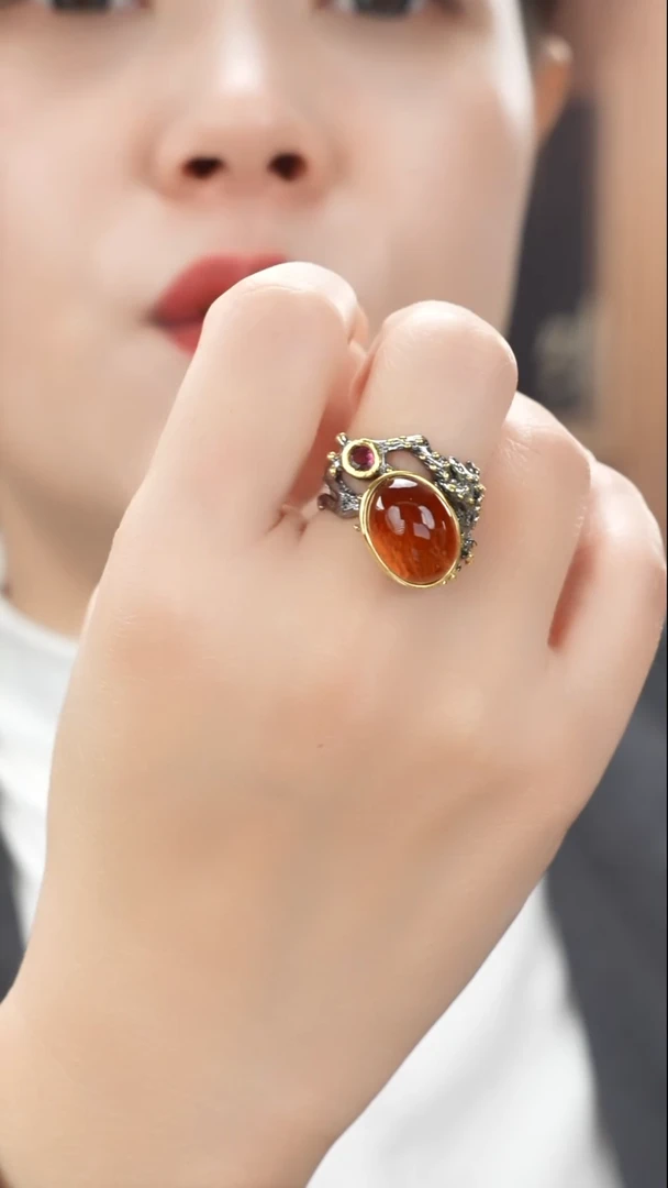 琥珀吊坠(不含链)未镶嵌特色蜜蜡戒指