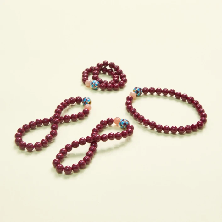 含辰砂工艺品石惑珠宝@朱砂单圈手串圆珠约6mm/多样性发一