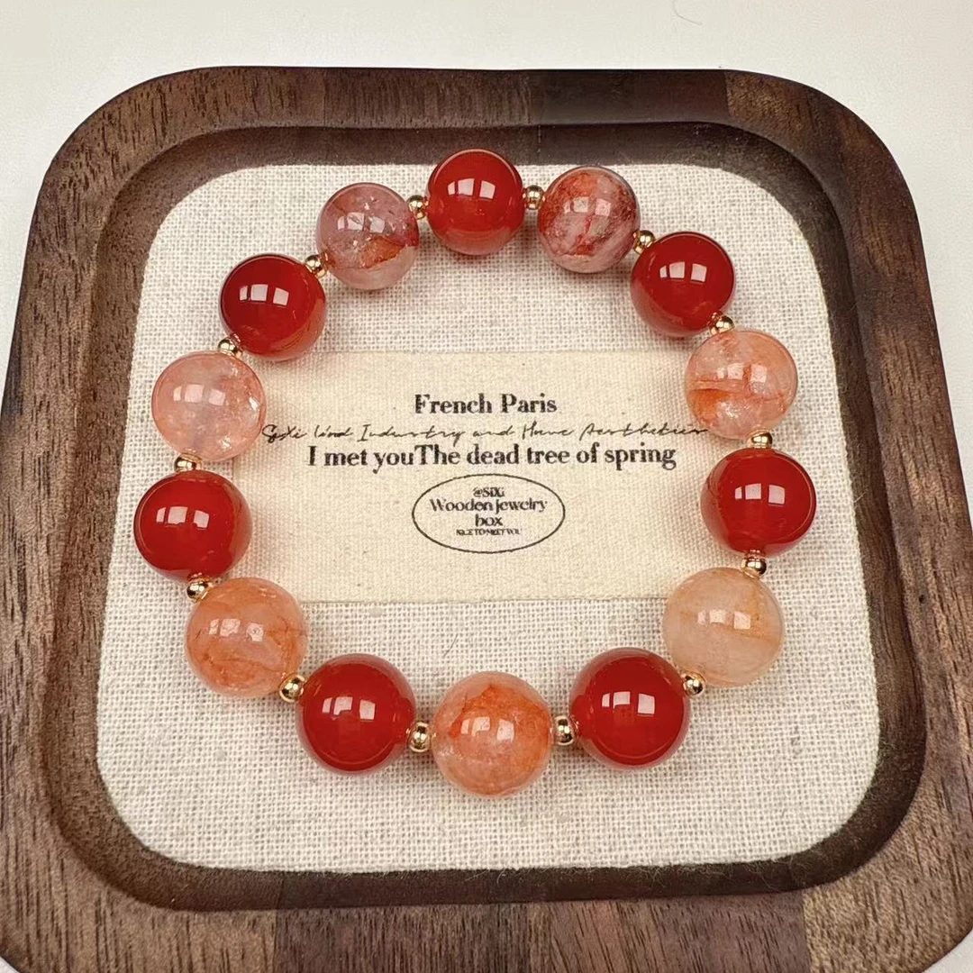 【645】天然红胶花水晶水晶手串