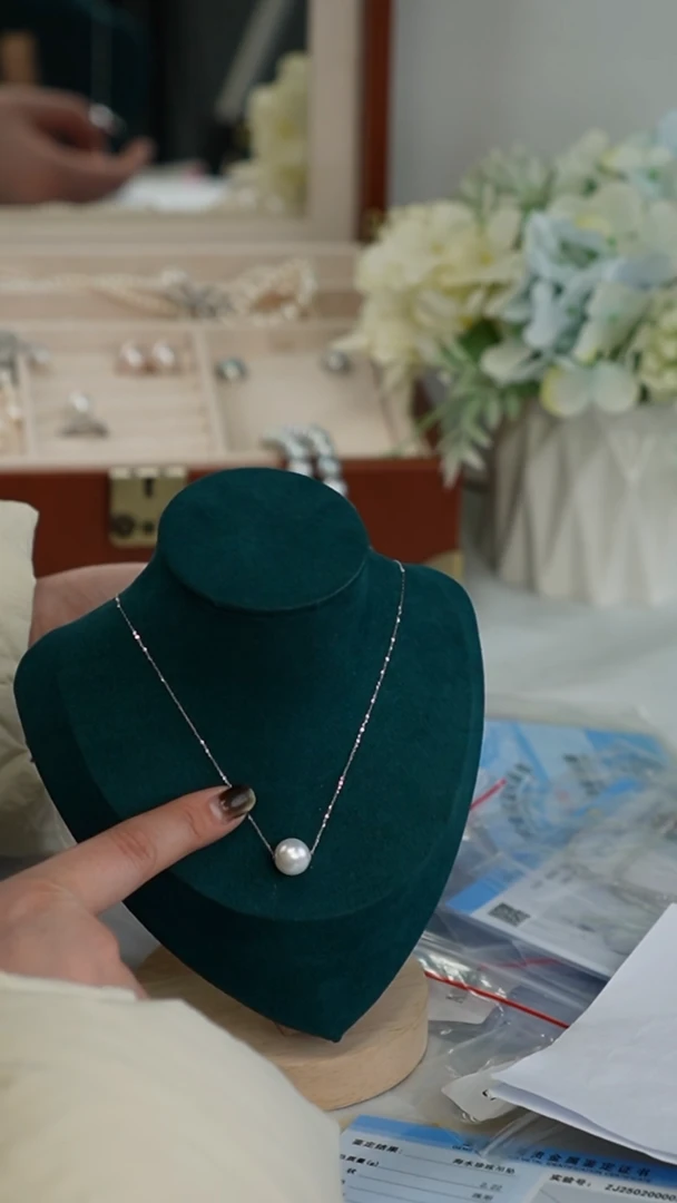 【闪购商品】海水珍珠项链18K金镶嵌项链 10mm