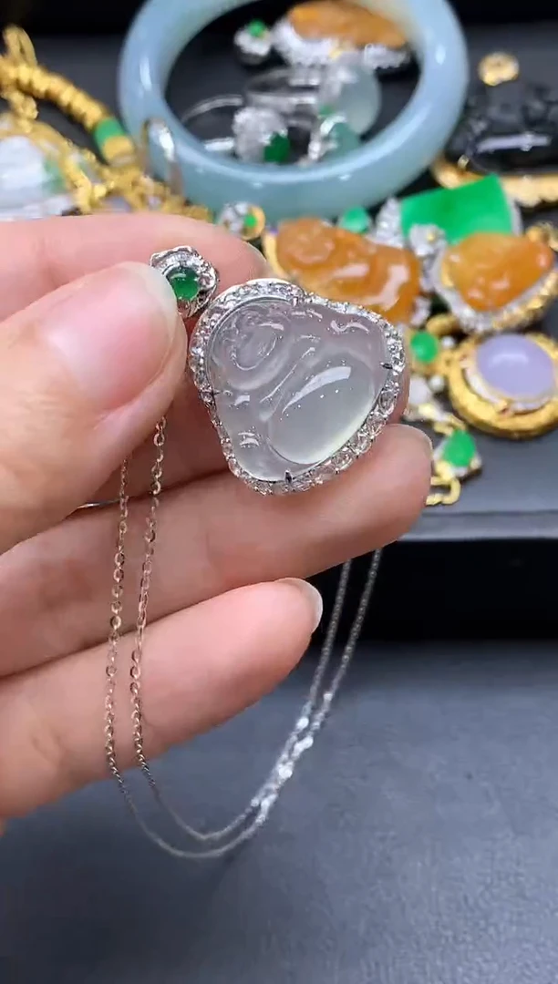 颈饰18K金镶嵌翡翠655国好珍宝