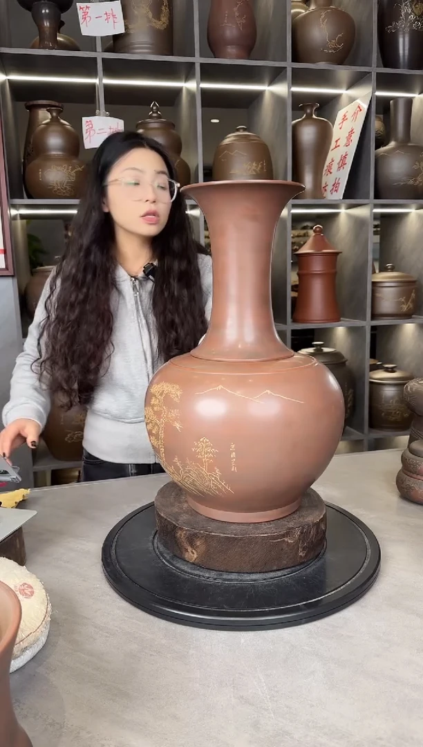 【闪购商品】罐本陶手作坭兴陶4斤装花瓶罐手工痕迹