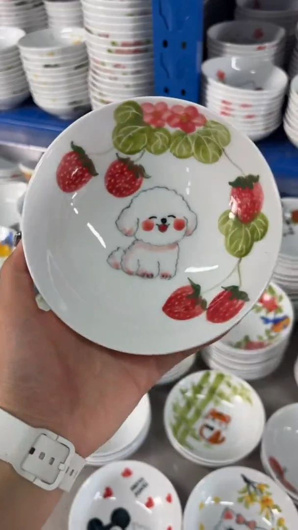 瓷片景德镇高温陶瓷食品级手绘釉中彩-小胖碗