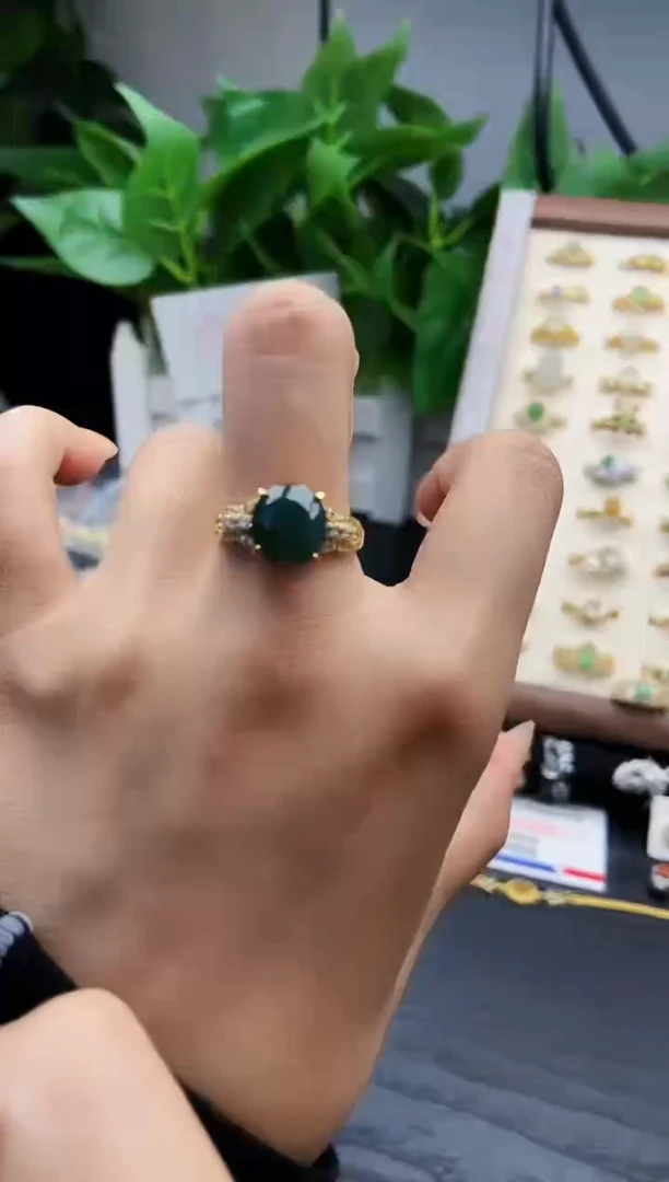 银S925镶嵌戒指翡翠12