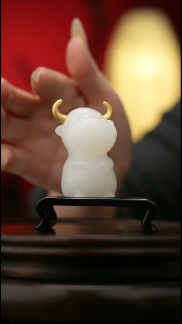 玉【牛】天然玉石手把件