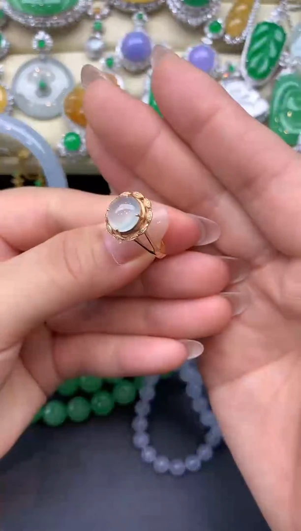 翡翠戒指18K金镶嵌205-雪姐翡翠天天见