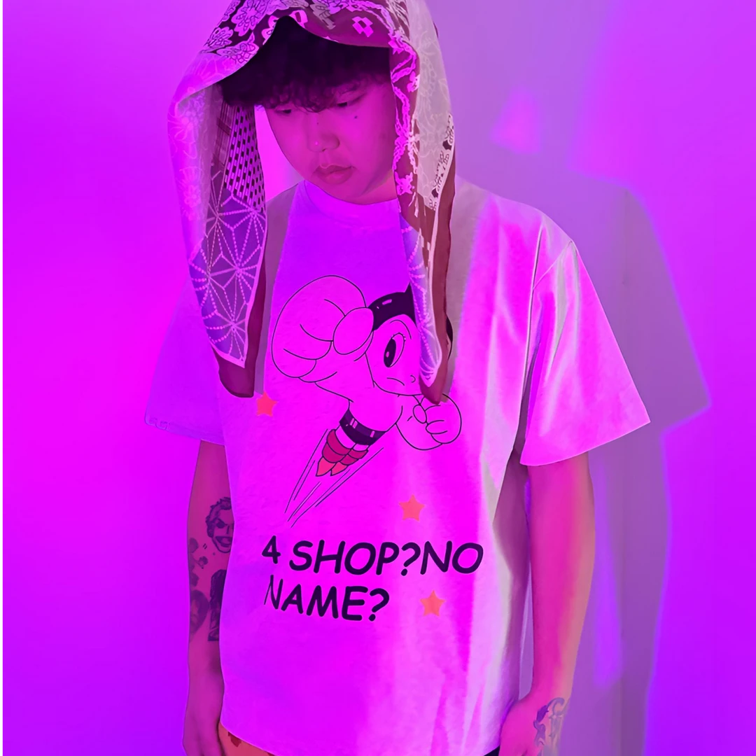 4 shop情侣卡通纯棉阿童木圆领夏季短袖T恤印花