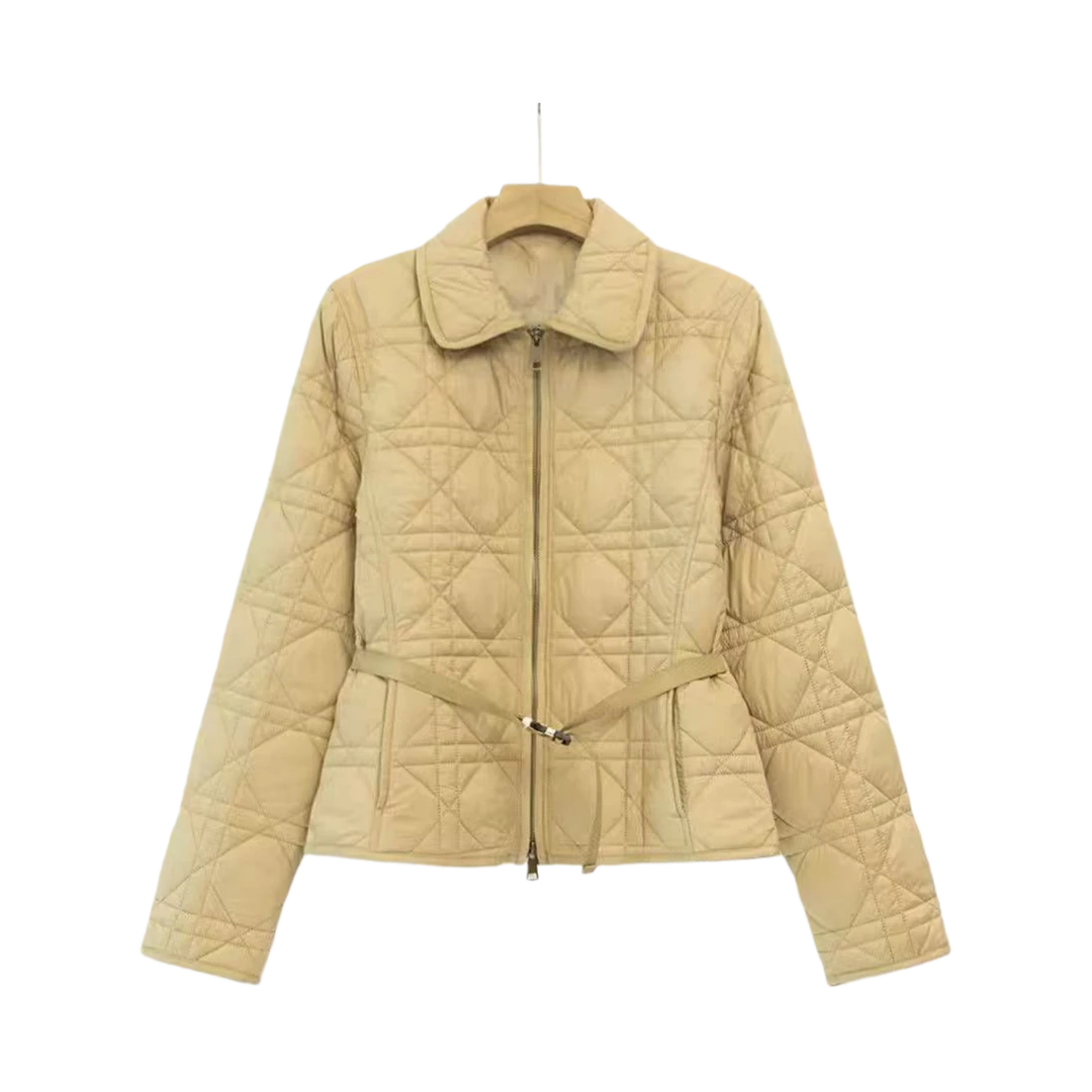 GD 02670秋冬新款小香风菱格翻领棉服外套