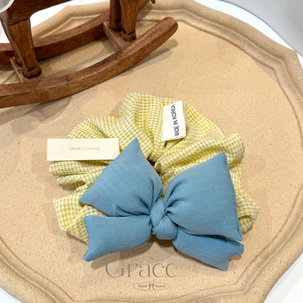 「夏浪系列-奶黄格」韩国25盛夏百搭发绳发圈肠圈丸子头