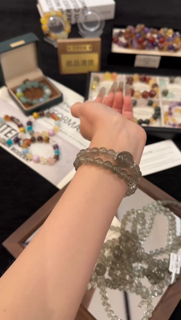 合金手链水晶绿草莓双圈x2938