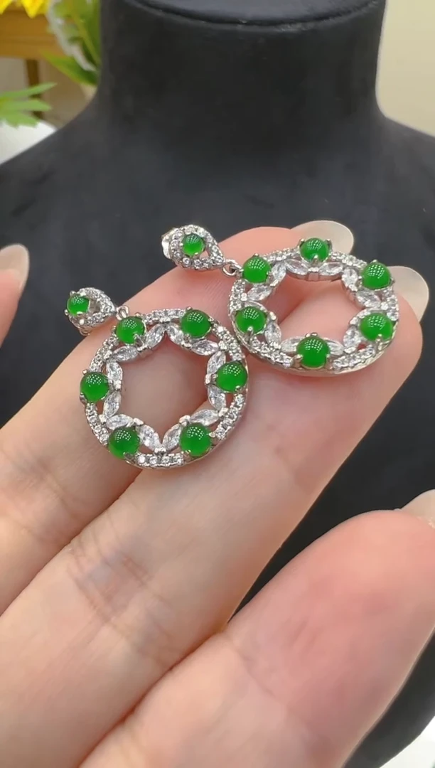 翡翠银S925镶嵌耳饰多样性团购发一件