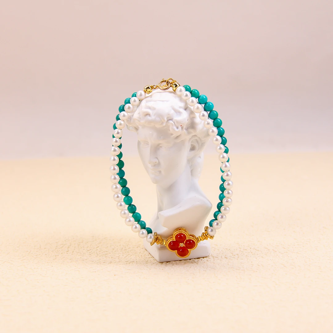 【库存放价】【库存放价】S925银绿松石圆珠手链 LX04-140