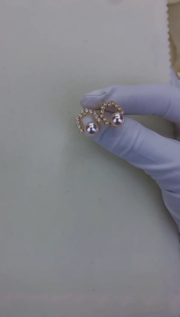 银S925镶嵌DA海水珍珠 GD208 耳钉 8