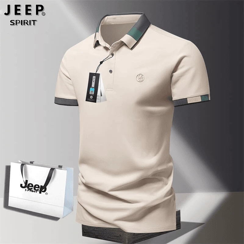 Jeep吉普男士短袖t恤冰丝透气休闲薄款上衣男夏季翻领POLO衫半袖T