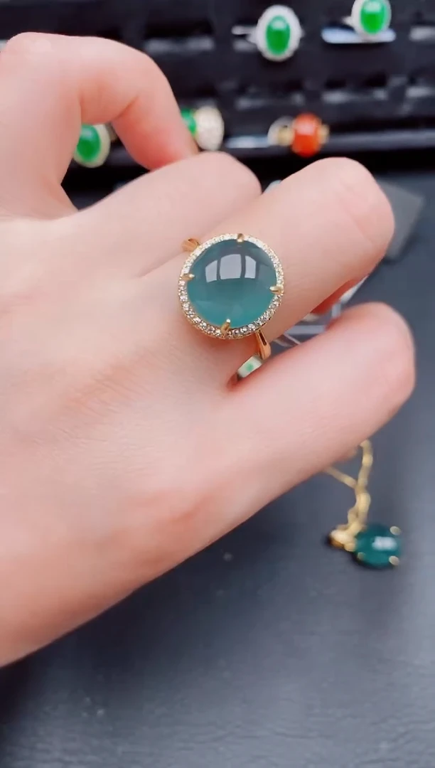 【闪购商品】翡翠戒指银S925镶嵌天然a货翡翠668