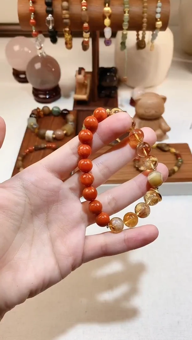 银S925镶嵌手链南红玛瑙南红黄塔晶diy手串 多样性发一