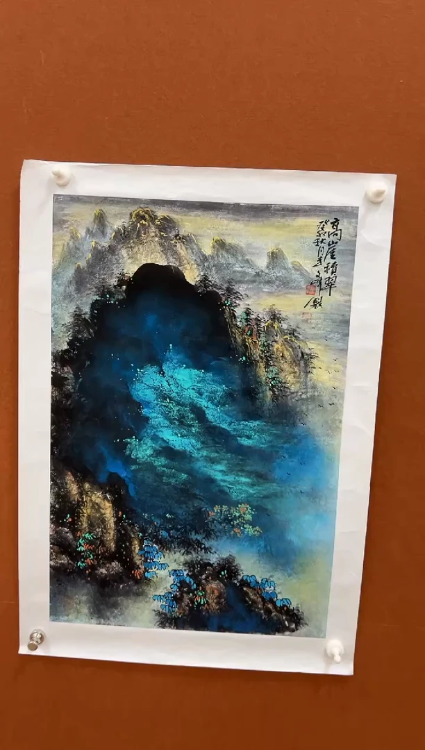 国画李文峰四尺三开泼彩