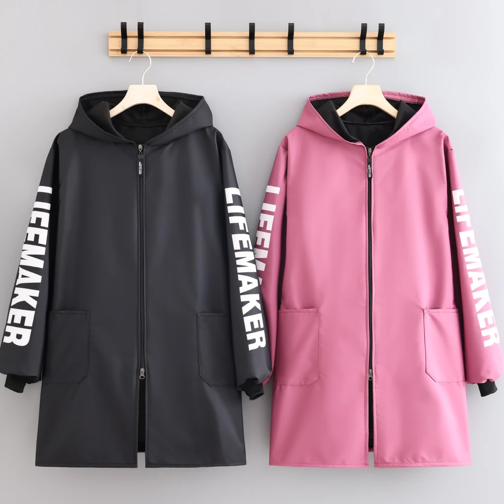 保暖冬季加绒加厚长袖围裙外穿防水御寒工作服可定制成人连帽罩衣