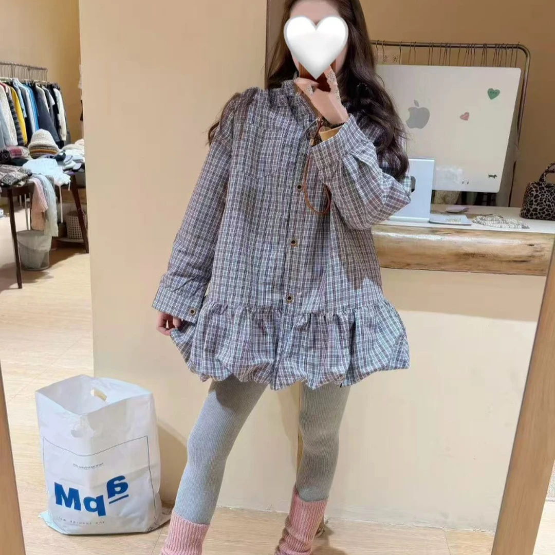 厚款春季长袖春秋女款秋冬夹棉薄棉格子衬衫时尚韩版