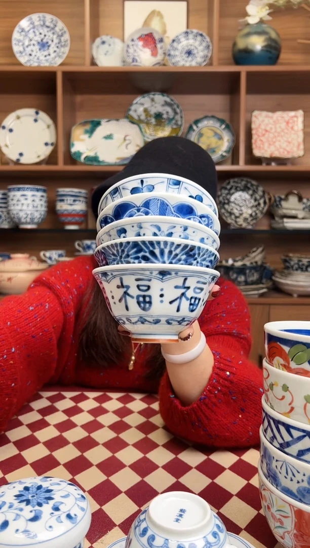 【闪购商品】瓷片蓝凛堂11.5cm小饭碗 5只装混搭